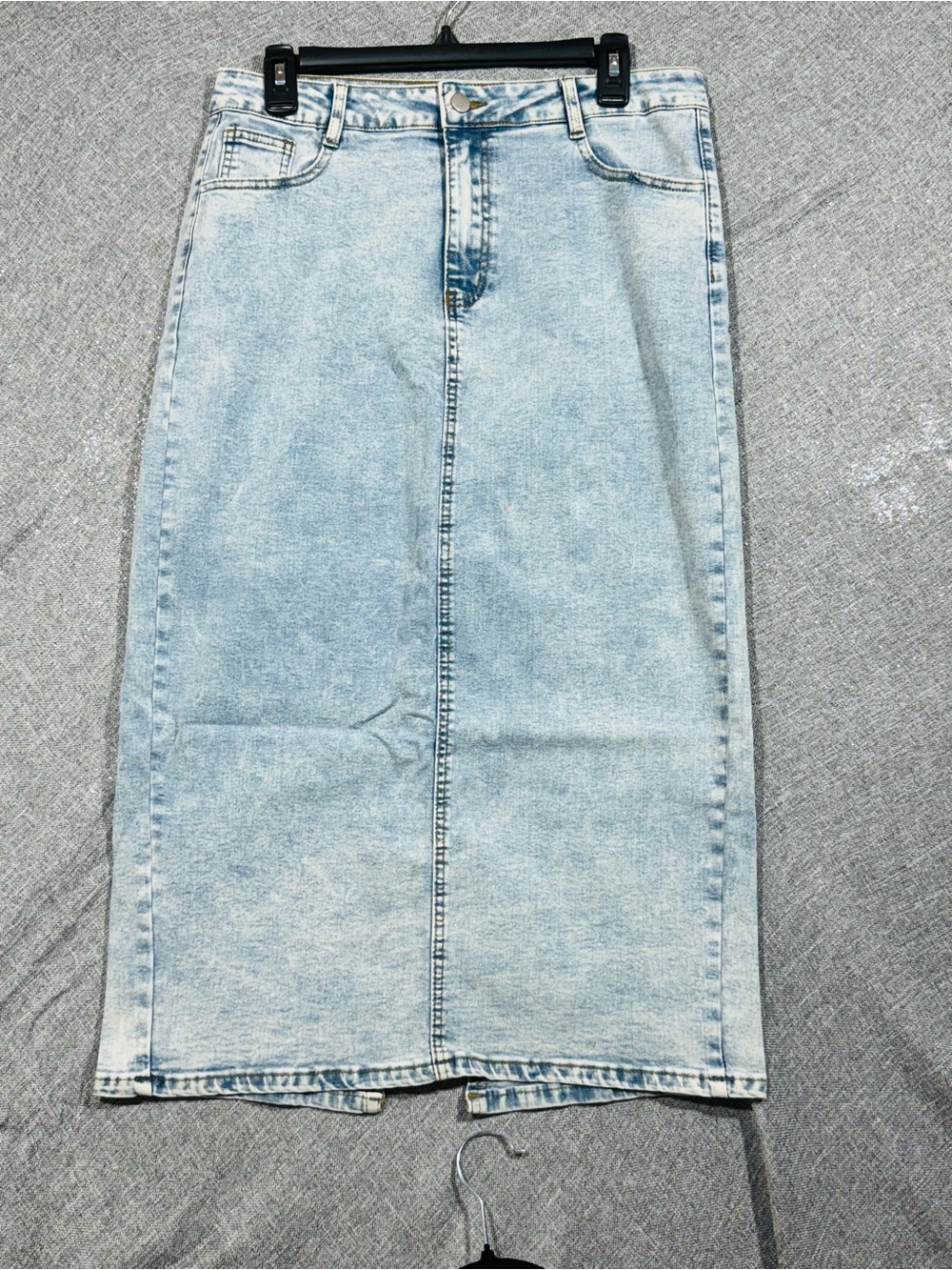 SHEIN Light Blue Straight Denim Midi Skirt
